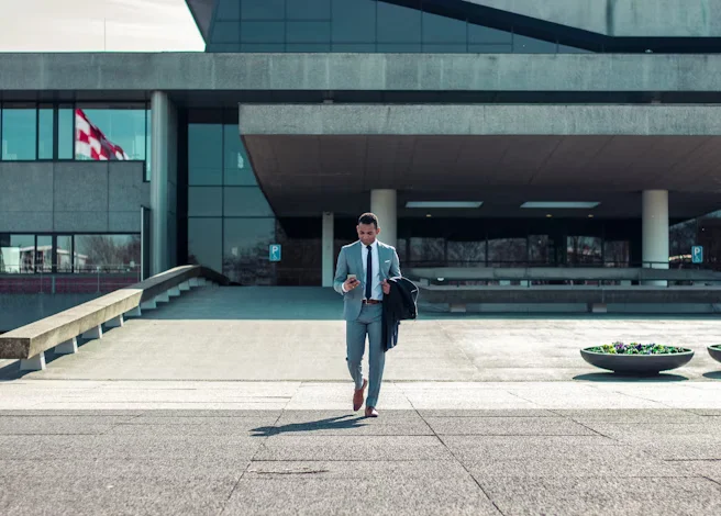 A Man Walking with a suit